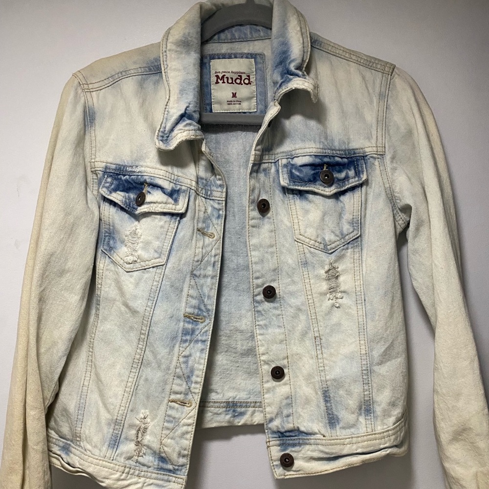 Distressed jean jacket
